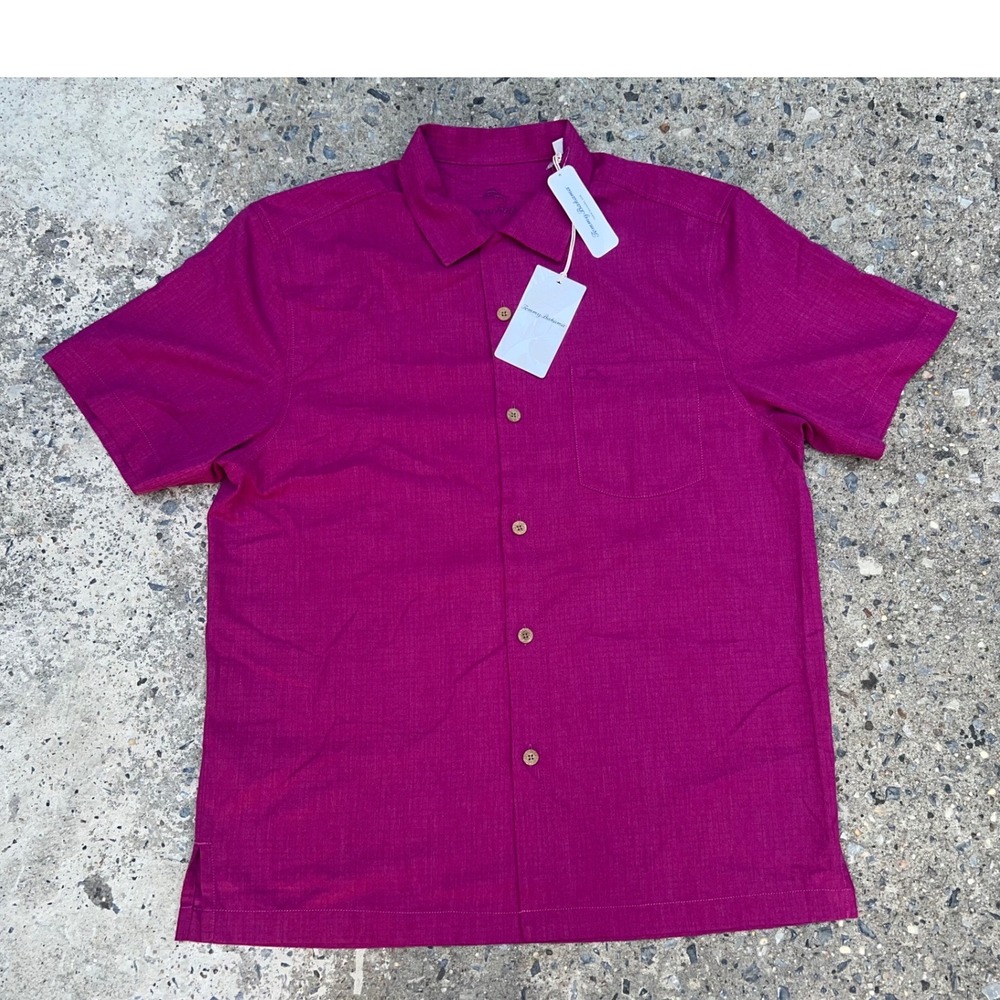 Tommy Bahama IslandZone Coastal Breeze Check Shirt Festival Pink ST325383 Mens M
